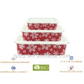 christmass rectangular food storage with silicone lid, set of 3